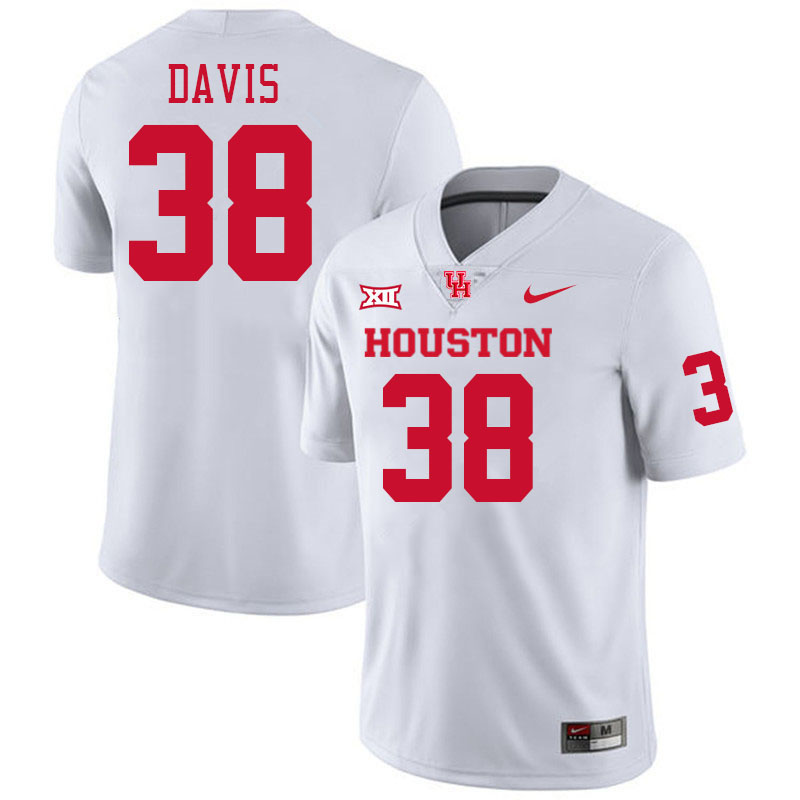 Men #38 Aaron Davis Houston Cougars College Football Jerseys Stitched-White